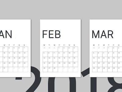 2018 Minimal Calendar